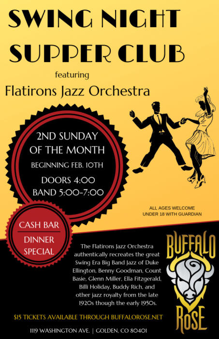 Swing Night Supper Club A Night With Big Band Music Buffalo Rose Golden Co February 10th 2019 5 00 Pm