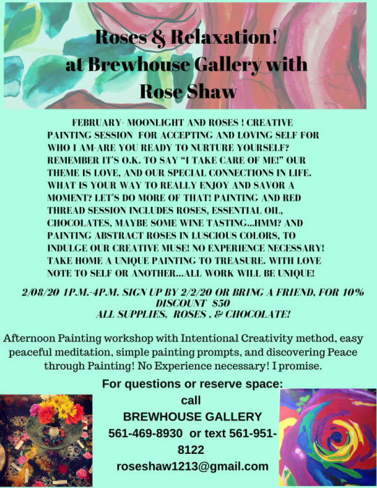 Roses Relaxation Painting Class At The Brewhouse Gallery With