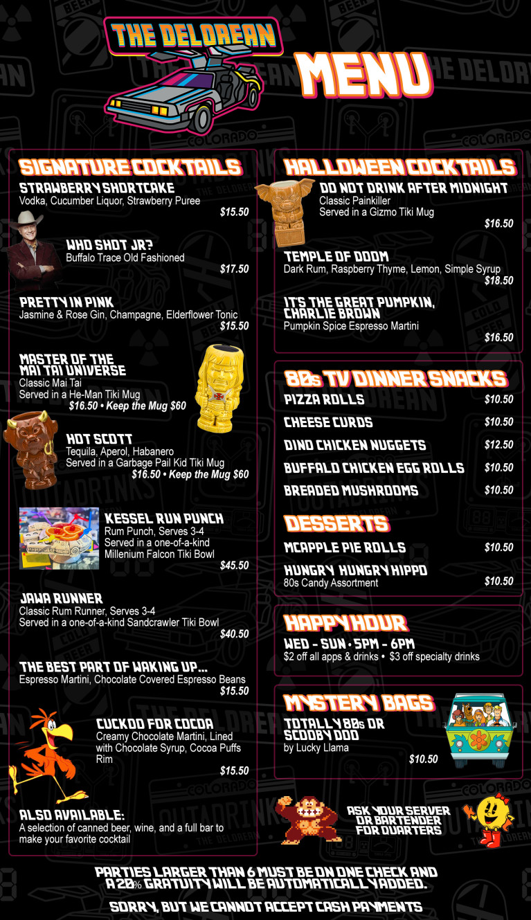 Denver Delorean Menu