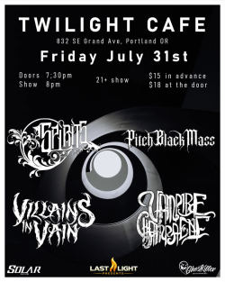 Spirits w/ Villains in Vain, Pitch Black Mass, Vampire Champagne