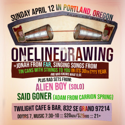 Onelinedrawing-Featuring Jonah Matranga of Far-w/ Alien Boy (Solo) & Said Goner (Adam of Carrion Spring)