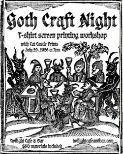 Goth Craft Night & T-shirt Screen Printing Worksop-All Materials Included!!!