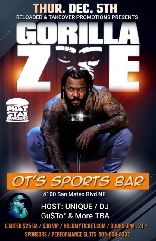 Gorilla Zoe Albuquerque @ OT Sports Bar & Grill 2026-02-05 20:00:00